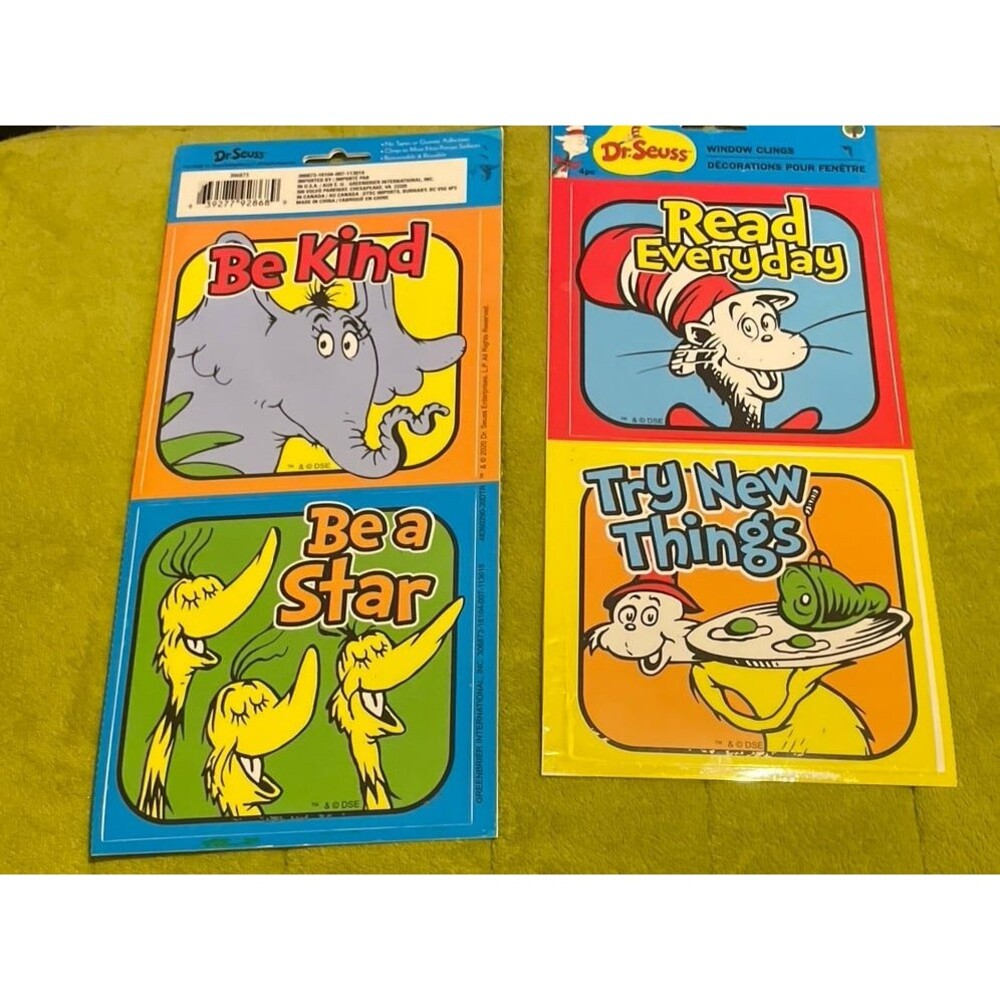 Dr Seuss Window Cling Bundle Teacher Mom Reading Be Kind New Poster Art Kids Set